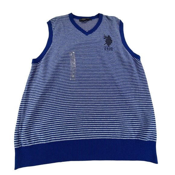 U.S. Polo Assn. Sweater Vest Striped Mens L Preppy Money Educore Large Pony Logo - Picture 1 of 9